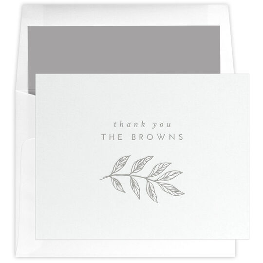 Sketched Leaf Folded Thank You Note Cards - Letterpress